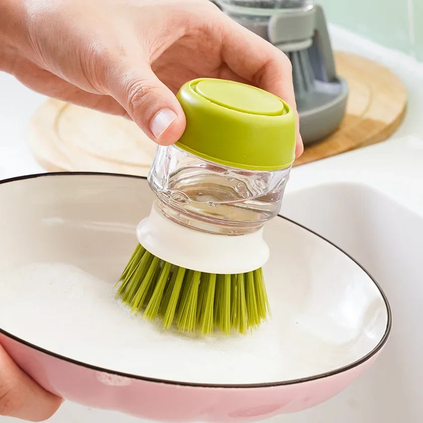 Hydraulic Pot Washing Dishwashing ToolsHousehold Kitchen Supplies Remove Dirt Automatic Liquid Filling Handheld Cleaning Brush
