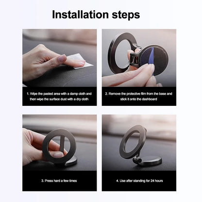 Magnetic Car Phone Holder for MagSafe 360 degrees Adjustable Alloy Folding Magnetic Car Navigation Mount for iPhone 14 13 12 Pro