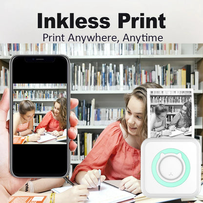 Portable Mini Thermal Printer Wirelessly BT 203dpi Photo Label
