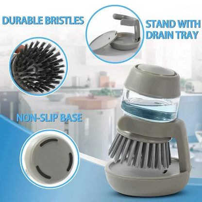 Hydraulic Pot Washing Dishwashing ToolsHousehold Kitchen Supplies Remove Dirt Automatic Liquid Filling Handheld Cleaning Brush