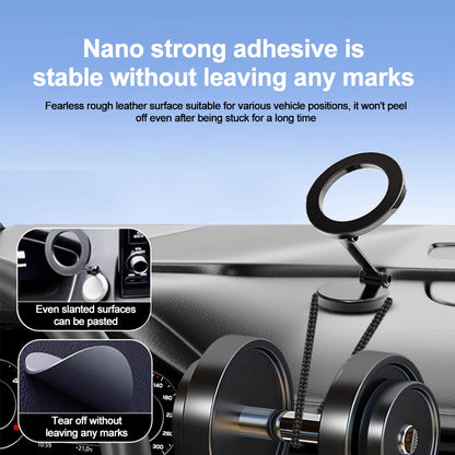 Magnetic Car Phone Holder for MagSafe 360 degrees Adjustable Alloy Folding Magnetic Car Navigation Mount for iPhone 14 13 12 Pro