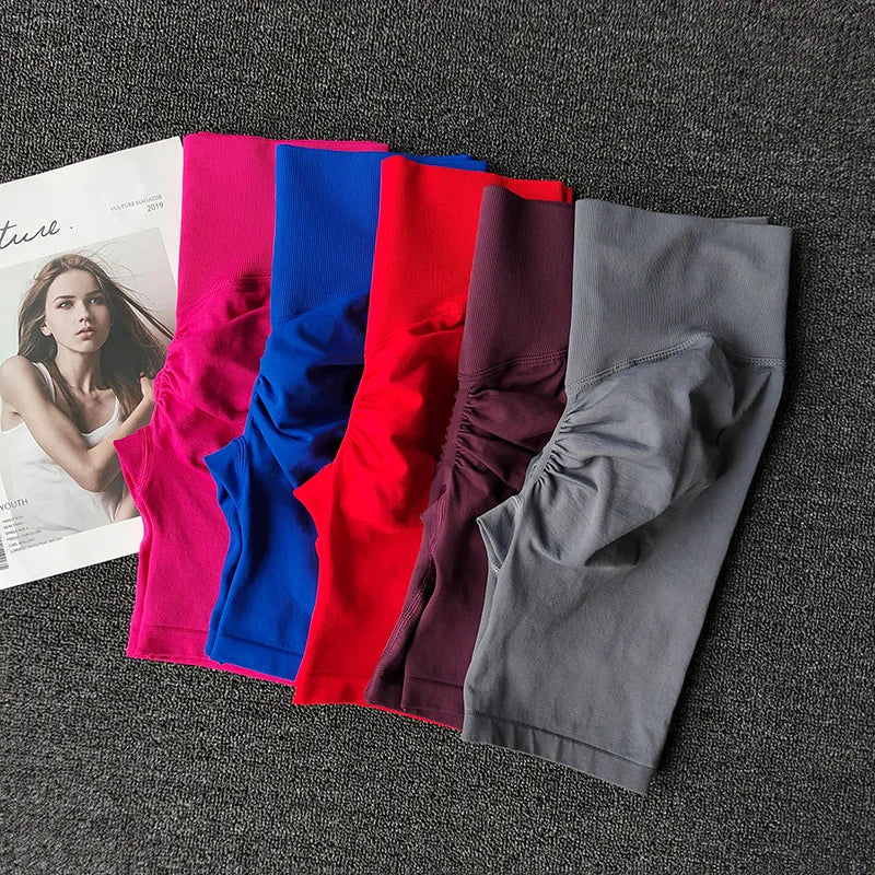 Seamless High Waist Cleavage Filler Tight Yoga Shorts