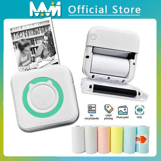 Portable Mini Thermal Printer Wirelessly BT 203dpi Photo Label