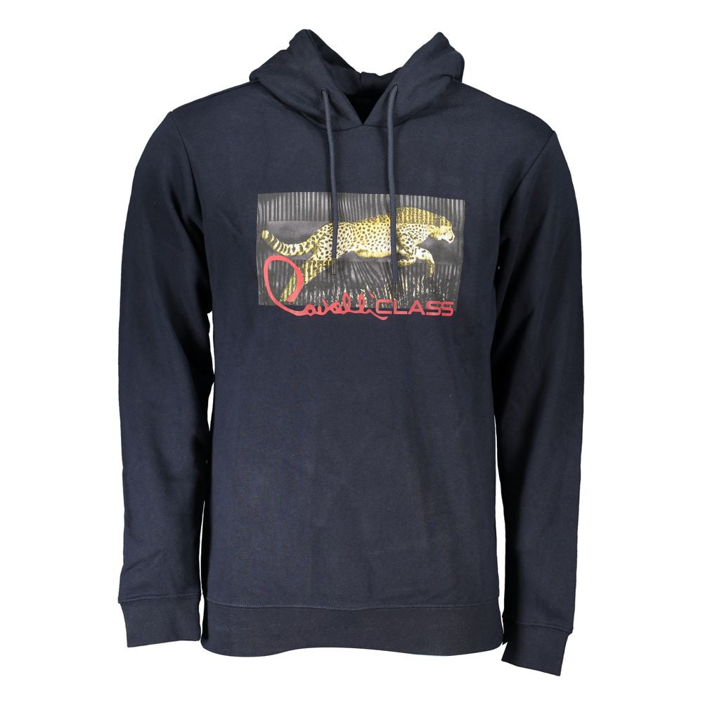 Cavalli Class Elegant Blue Hooded Sweatshirt