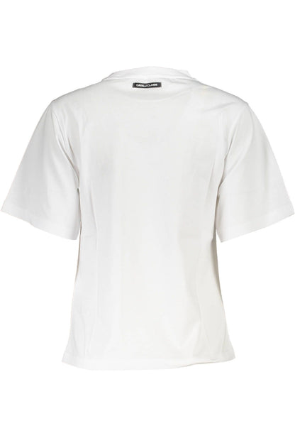 Cavalli Class Chic Slim Fit White Tee with Signature Print