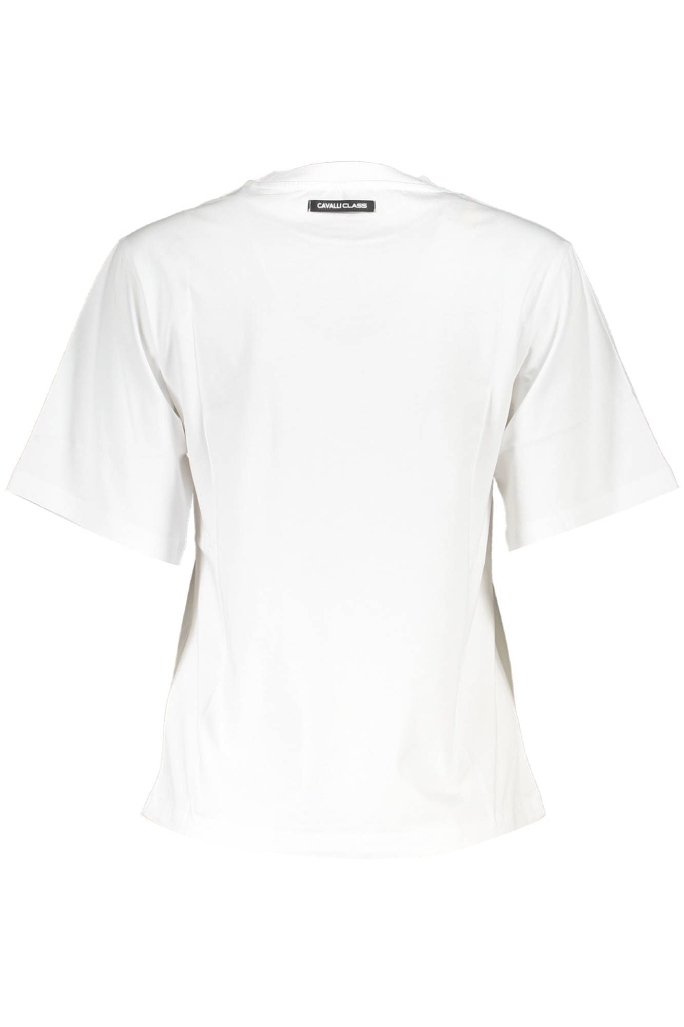 Cavalli Class Elegant White Cotton Tee with Designer Print