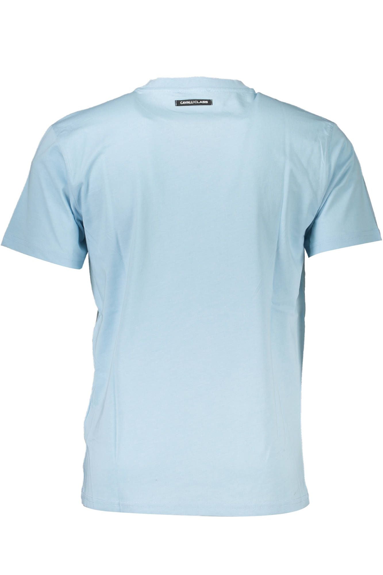 Cavalli Class Elegant Light Blue Cotton Tee with Iconic Print