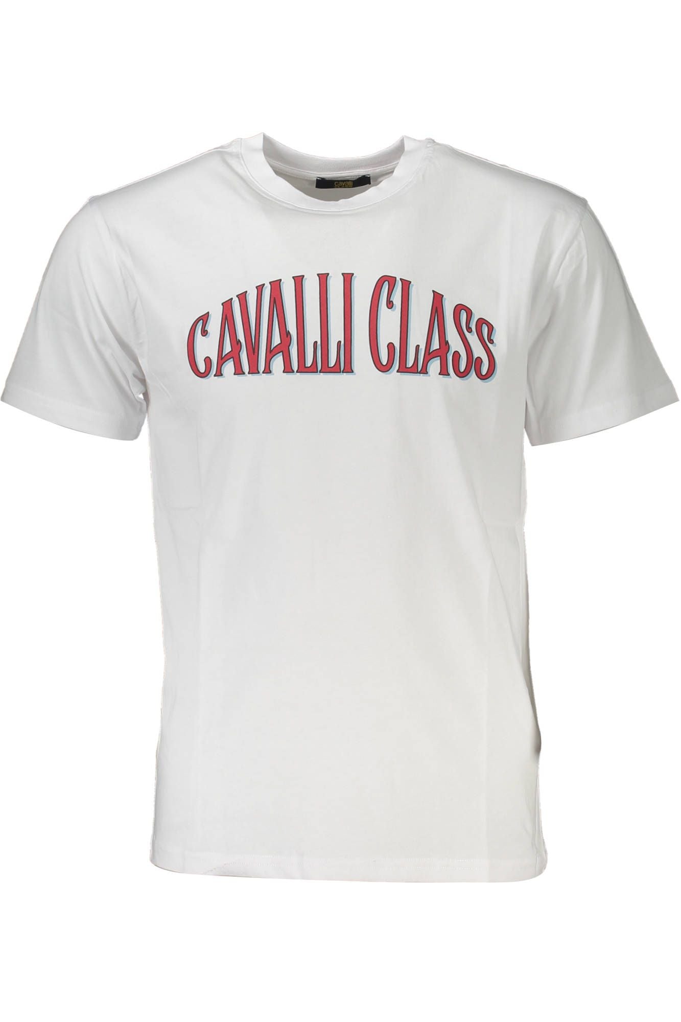 Cavalli Class Elegant White Print Tee with Classic Logo