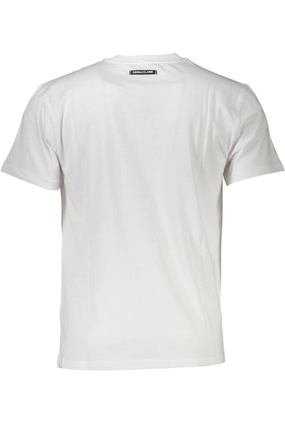 Cavalli Class Elegant White Print Tee with Classic Logo