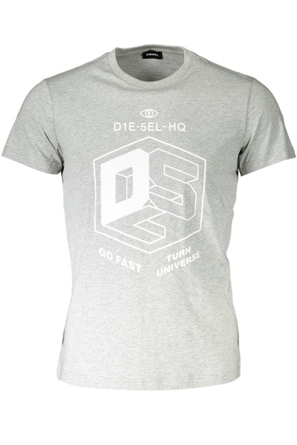 Chic Gray Diesel Short Sleeve Round Neck Tee