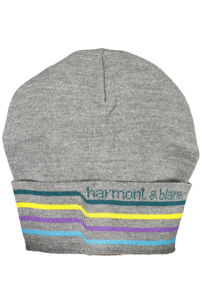 Harmont & Blaine Elegant Gray Wool Blend Cap with Embroidery