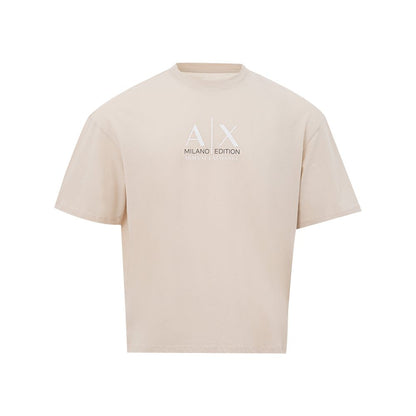 Armani Exchange Elegant Beige Cotton Tee for the Modern Man