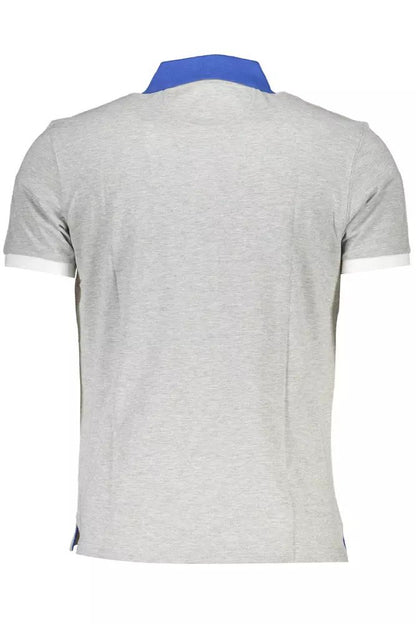 La Martina Elegant Gray Cotton Polo With Contrasting Details