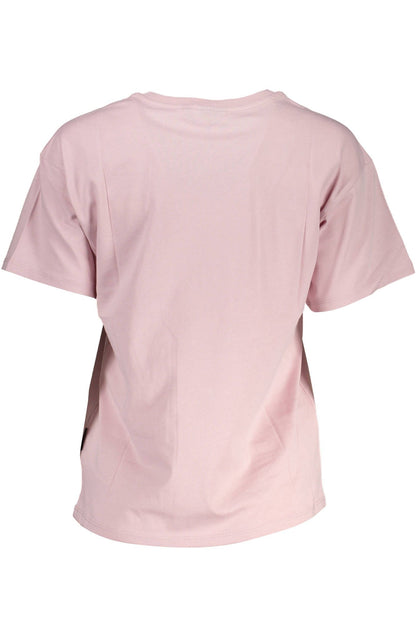 Napapijri Chic Pink Embroidered Tee with Sleek Print