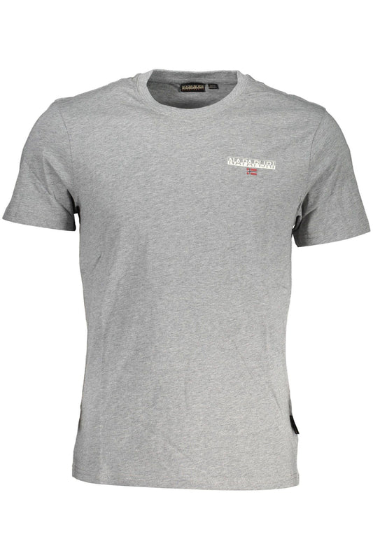 Napapijri Classic Gray Cotton Tee with Signature Print