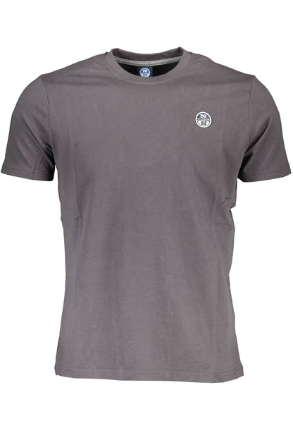 North Sails Sleek Gray Cotton Tee with Iconic Detailing
