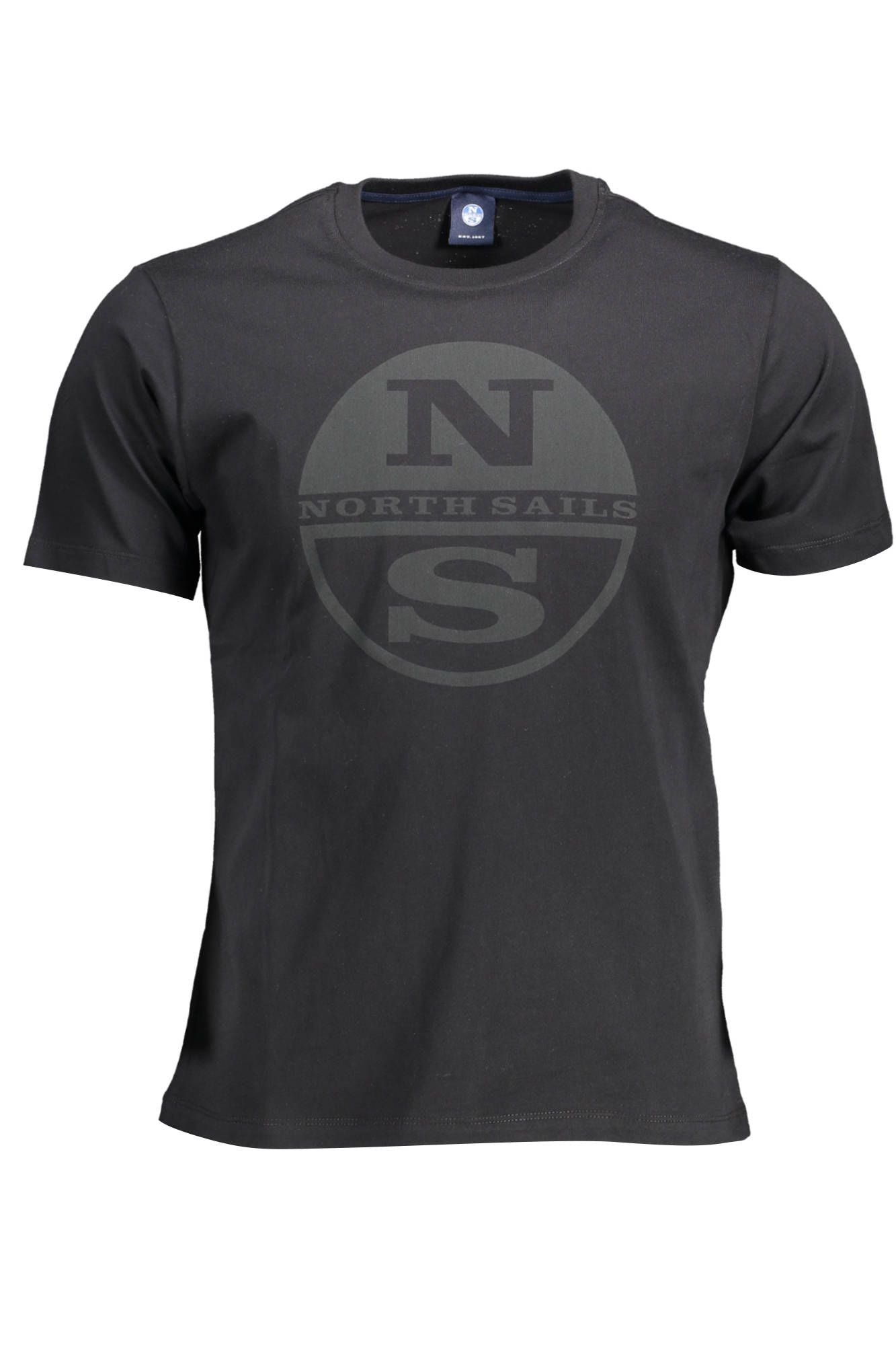 North Sails Sleek Black Cotton Tee with Iconic Print