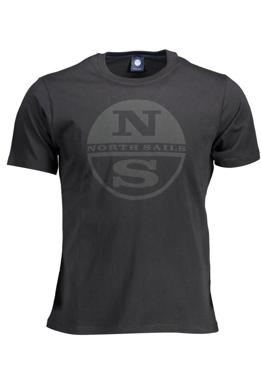 North Sails Sleek Black Cotton Tee with Iconic Print