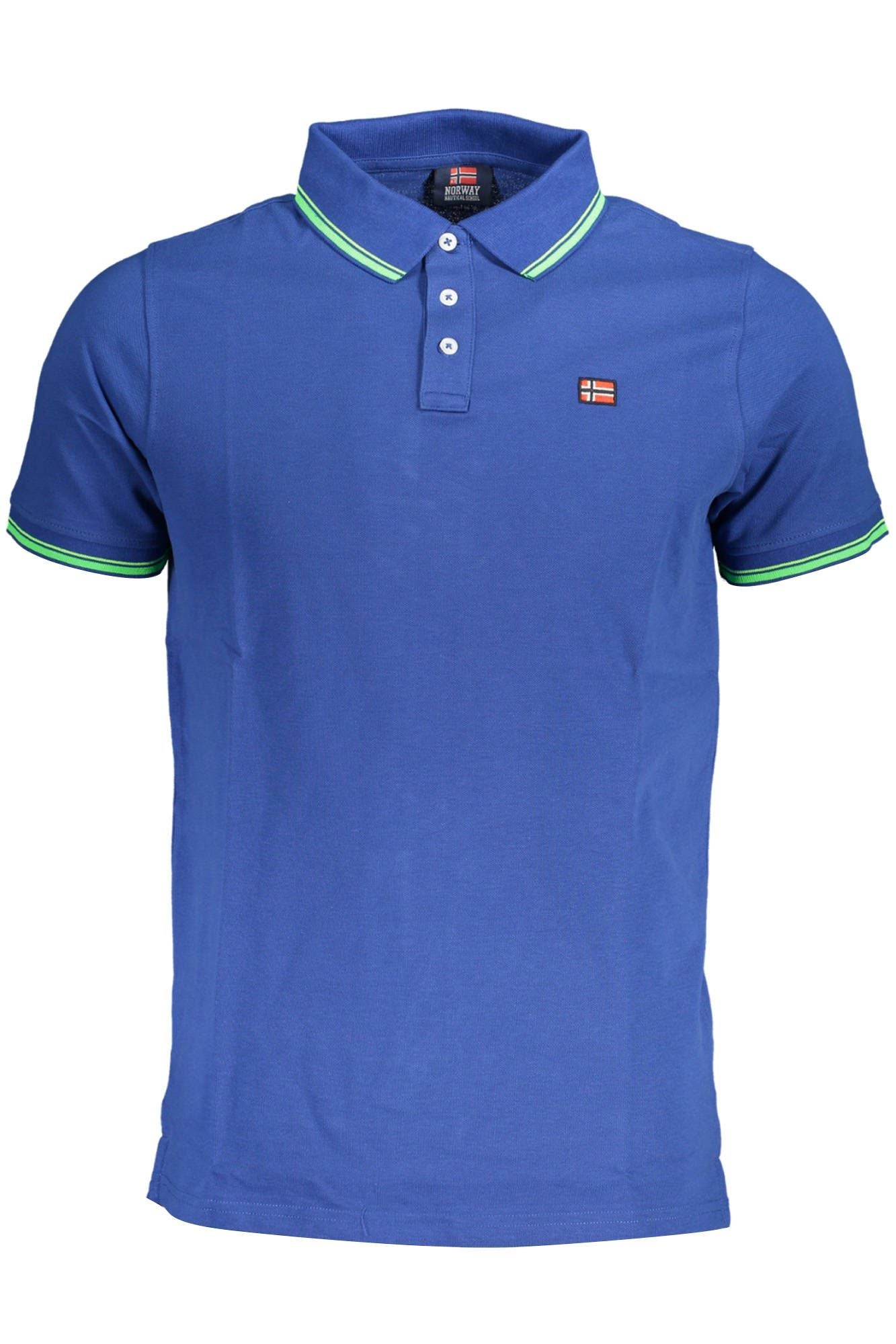 Norway 1963 Elegant Blue Contrast Detail Polo Shirt