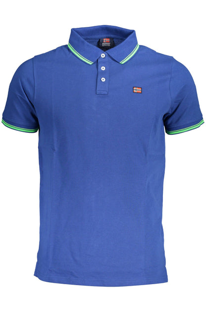 Norway 1963 Elegant Blue Contrast Detail Polo Shirt