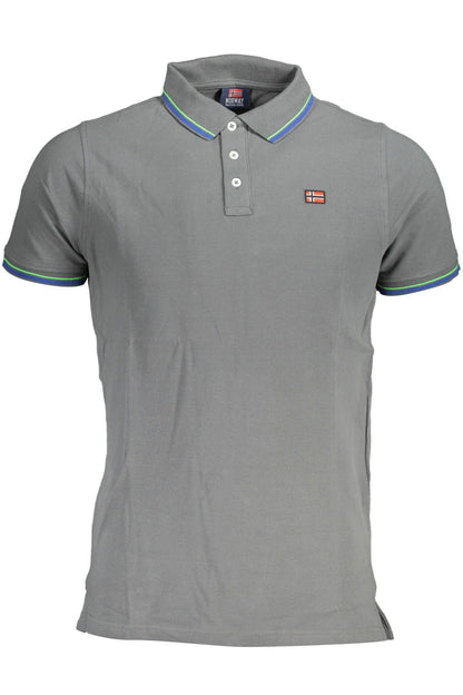 Norway 1963 Elegant Gray Cotton Polo with Contrasting Details