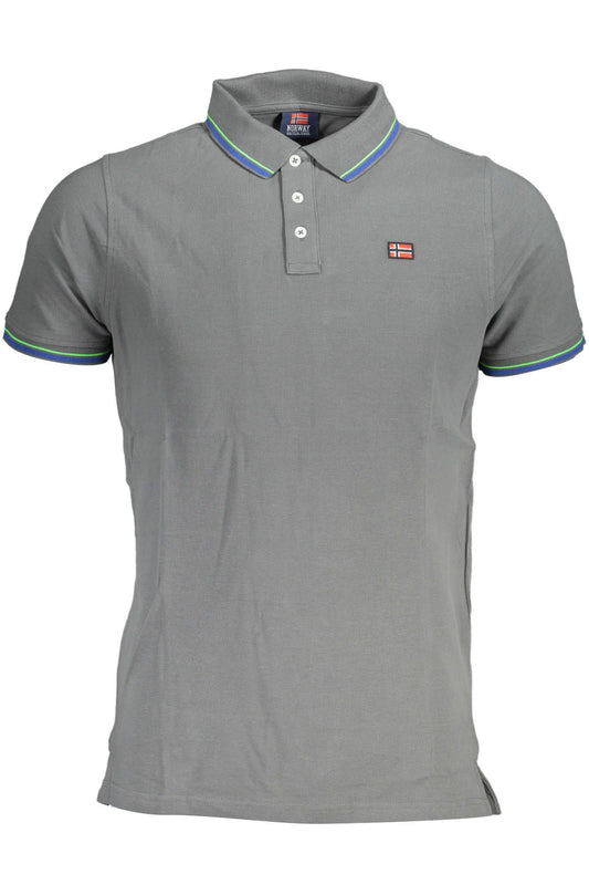 Norway 1963 Elegant Gray Cotton Polo with Contrasting Details