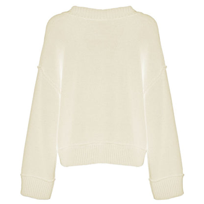 Imperfect Chic Beige V-Neck Wool Blend Sweater