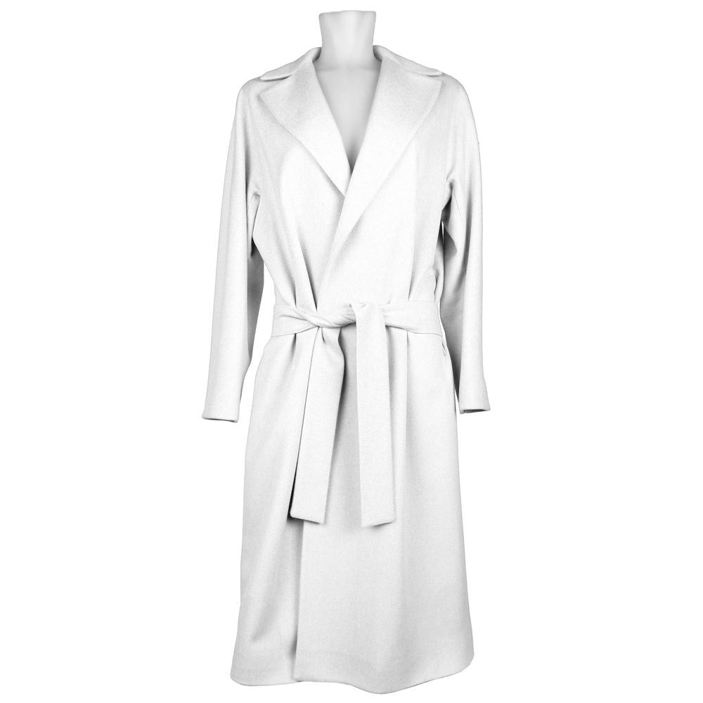 Made in Italy Elegant White Virgin Wool Coat
