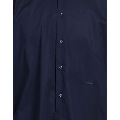 Aquascutum Elegant Blue Cotton Logo Shirt
