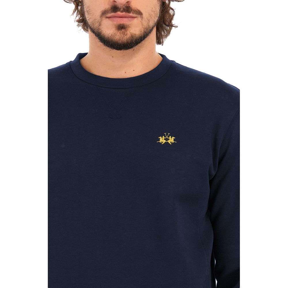 La Martina Blue Cotton Sweater