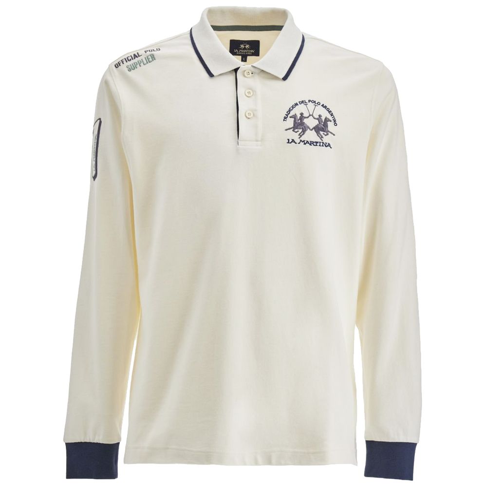 La Martina White Cotton Polo Shirt