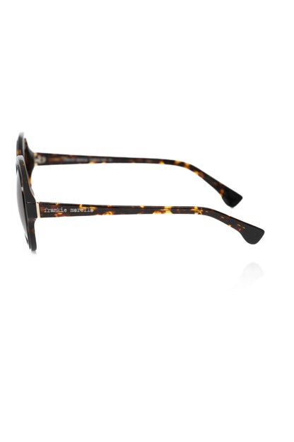 Frankie Morello Chic Black Turtle Pattern Round Sunglasses