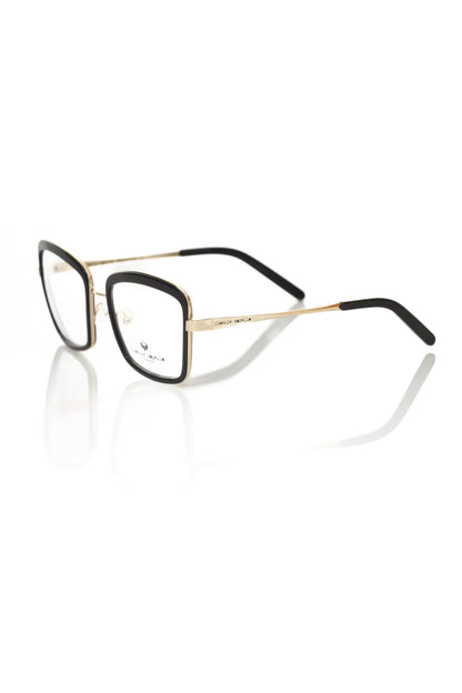 Frankie Morello Sophisticated Square Black & Gold Eyeglasses