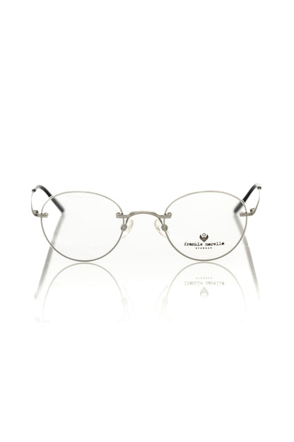 Frankie Morello Silver-Toned Round Metallic Eyeglasses
