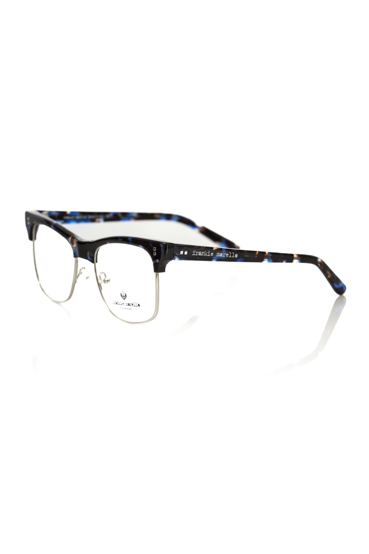 Frankie Morello Elegant Clubmaster Blue Fantasy Eyeglasses