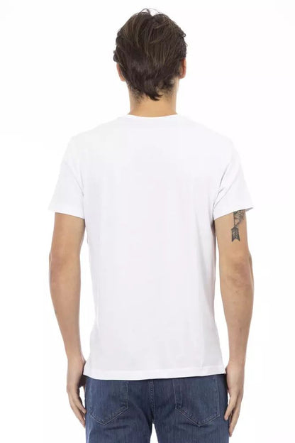 Trussardi Action Elegant V-Neck Tee with Chic Front Print