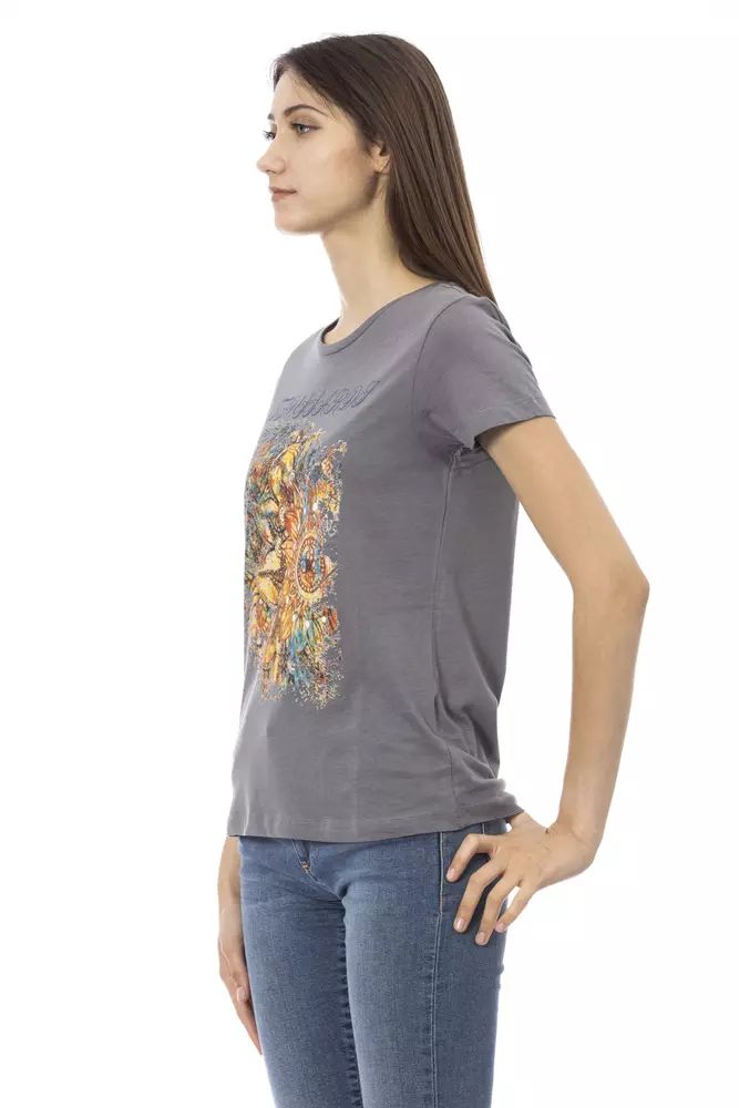 Trussardi Action Elegant Grey Short Sleeve Chic Tee