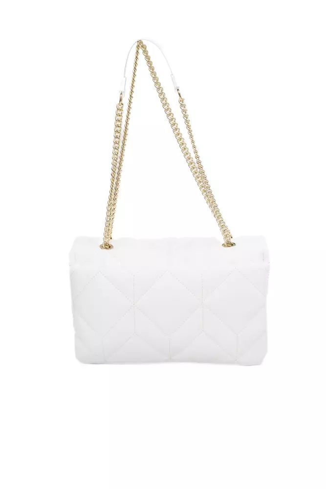 Baldinini Trend Elegant White Shoulder Bag with Golden Accents