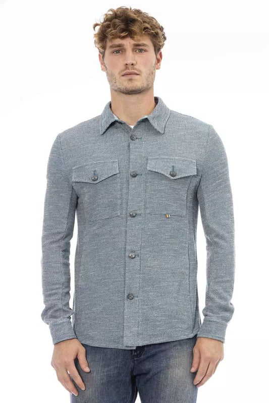 Distretto12 Italian Chic Blue Shirt with Pockets