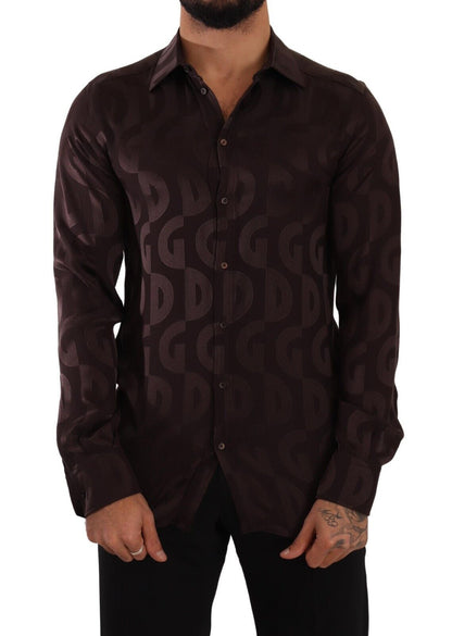 Dolce & Gabbana Elegant Bordeaux Silk Dress Shirt