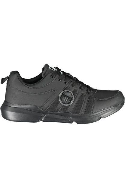 Sergio Tacchini Sleek Black Sports Sneakers with Contrasting Details