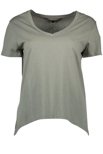 Silvian Heach Chic V-Neck Green Tee with Logo Detailing