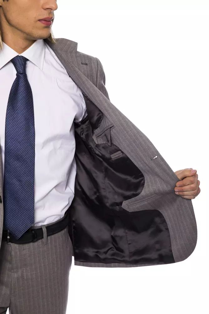 Billionaire Italian Couture Elegant Gray Italian Wool Suit