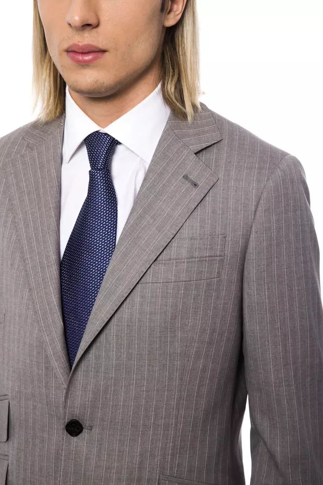 Billionaire Italian Couture Elegant Gray Italian Wool Suit