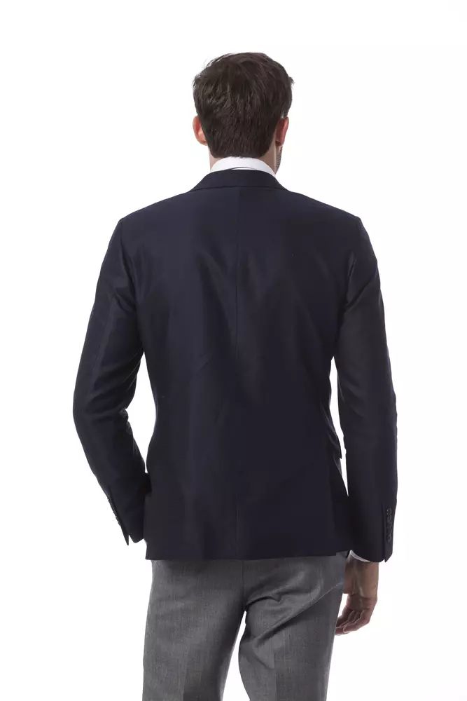 Billionaire Italian Couture Elegant Blue Wool Jacket for Men