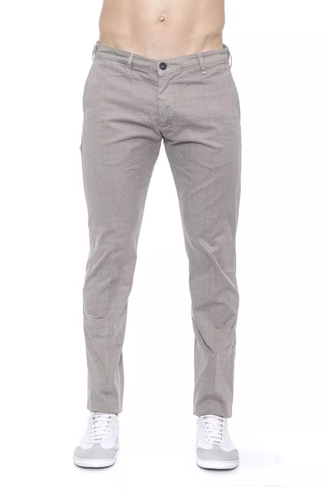 Armata Di Mare Beige Cotton Trousers with Chic Micro-Pattern