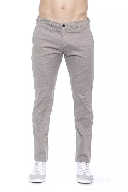 Armata Di Mare Beige Cotton Trousers with Chic Micro-Pattern