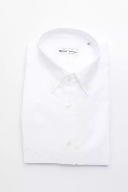Robert Friedman Elegant White Cotton Button-Down Shirt