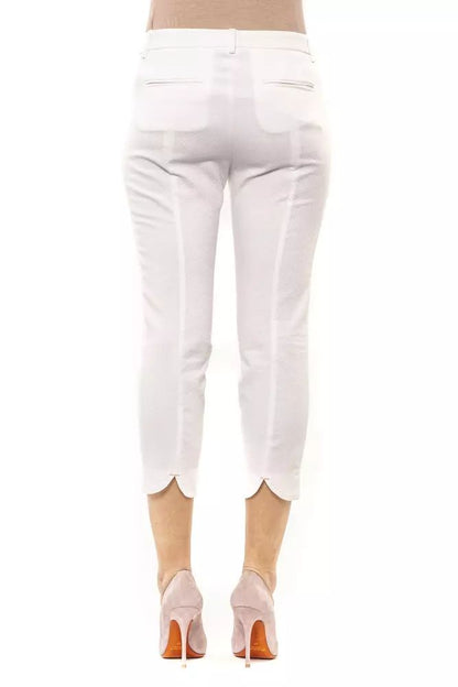 Peserico Chic High-Waist Ankle Pants in White