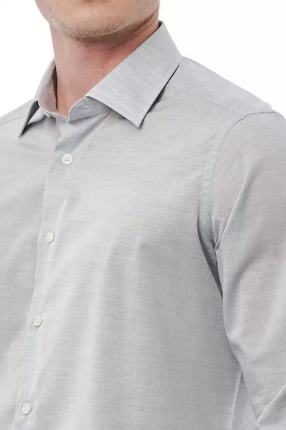 Bagutta Elegant Gray Regular Fit Italian Collar Shirt